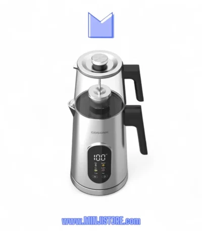 چای‌ساز گوسونیک مدل GST-782 با قوری شیشه‌ای و نمایشگر لمسی LED