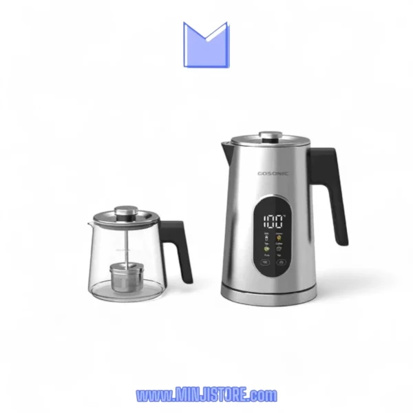 چای‌ساز گوسونیک مدل GST-782 با قوری شیشه‌ای و نمایشگر لمسی LED