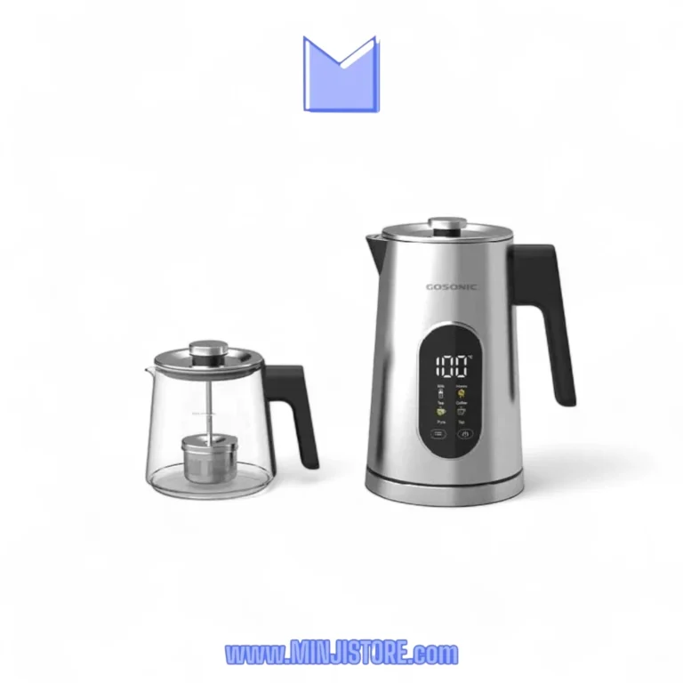 چای‌ساز گوسونیک مدل GST-782 با قوری شیشه‌ای و نمایشگر لمسی LED