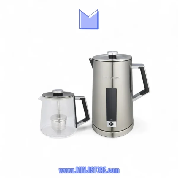 چای‌ساز گوسونیک مدل GST-781 با نمایشگر دیجیتال LED و قوری پیرکس