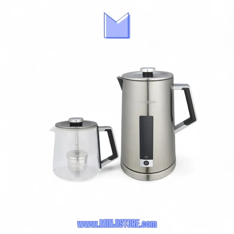 چای‌ساز گوسونیک مدل GST-781 با نمایشگر دیجیتال LED و قوری پیرکس