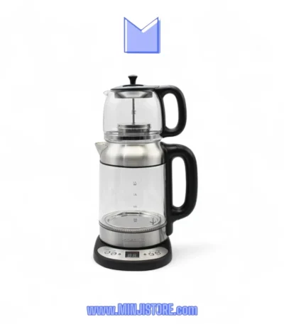 چای‌ساز گوسونیک مدل GST-768 با نمایشگر دیجیتال و قوری پیرکس